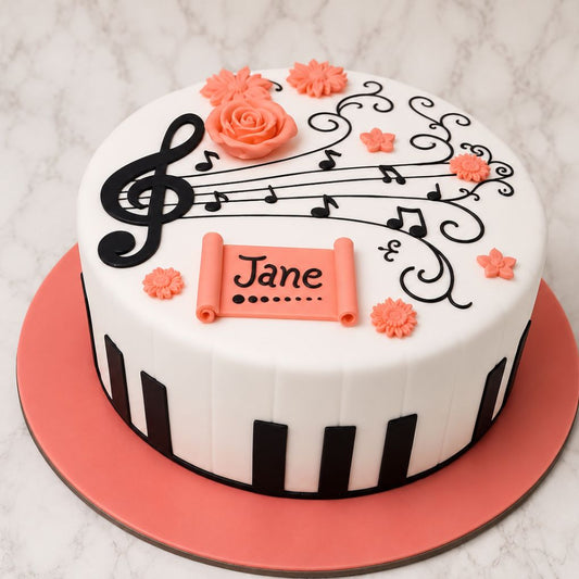Musical Piano Theme Cake