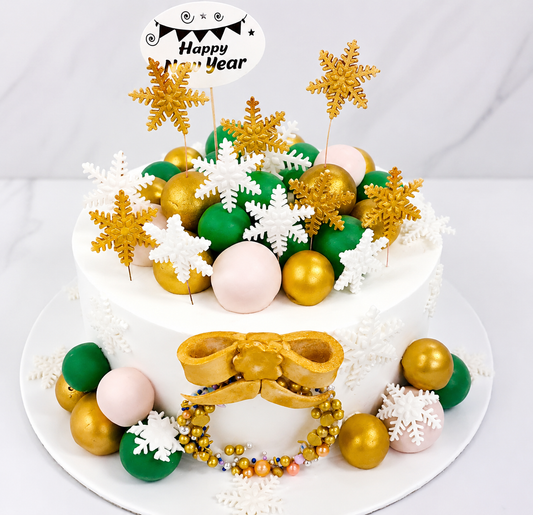 New Year Snowflake Celebration Cake