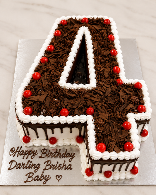 Number 4 Black Forest Birthday Cake