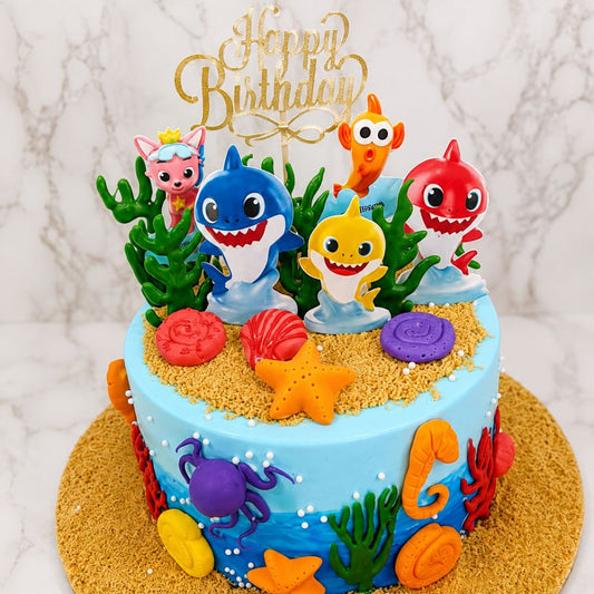 Ocean Shark Family Theme Cake