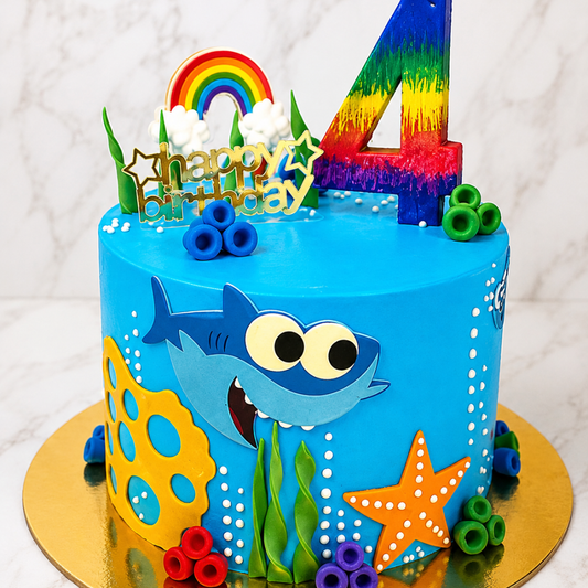 Ocean Shark Theme Birthday Cake