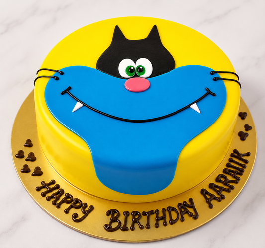 Oggy Cartoon Face Cake