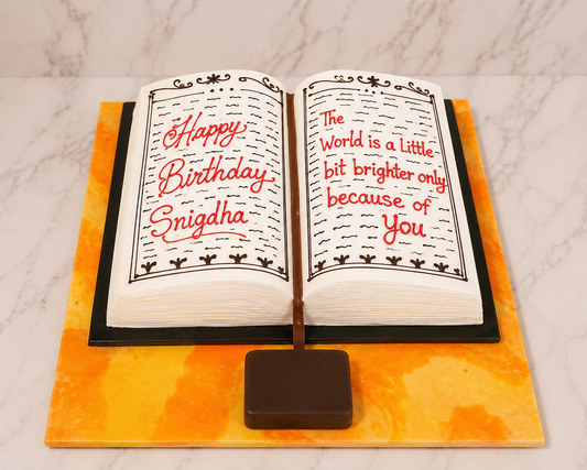 Open Book Theme Birthday Cake