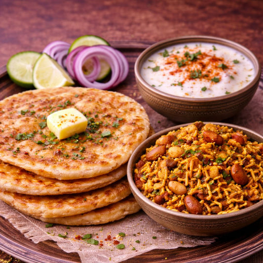 Parantha Bikaneri Bhujia With Curd