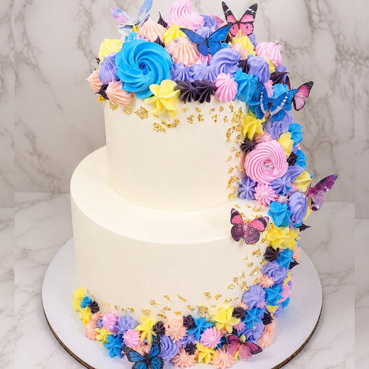Pastel Butterfly Cascade Cake