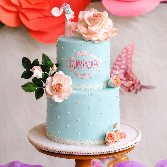 Pastel Floral First Birthday Cake