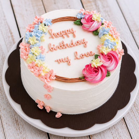 Pastel Floral Love Cake