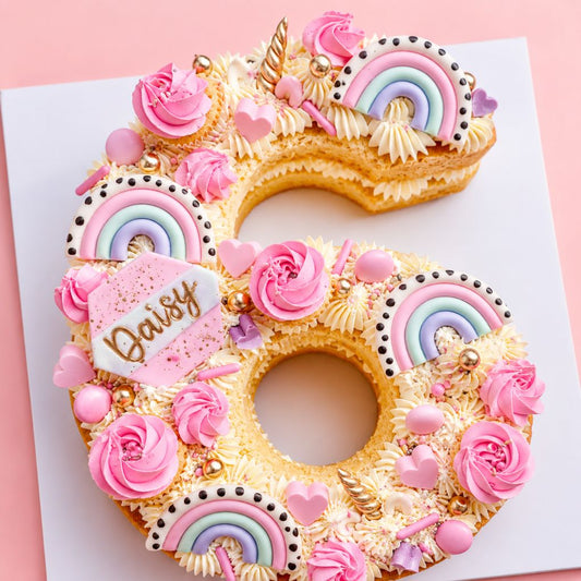 Pastel Rainbow Number Cake