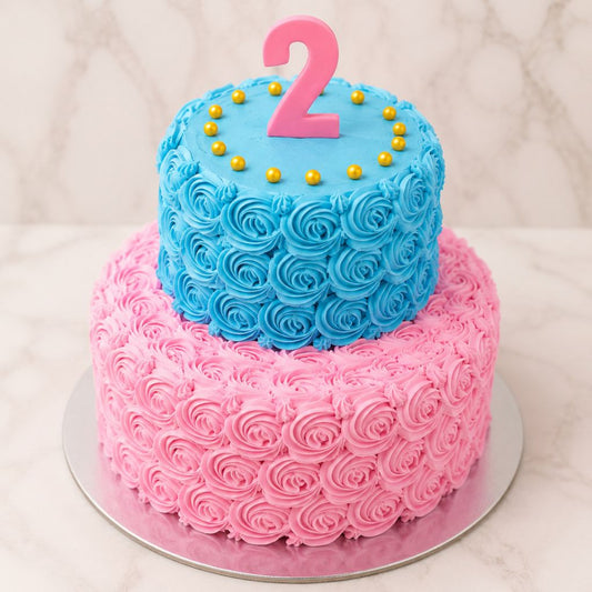 Pastel Rosette 2nd Birthday Cake