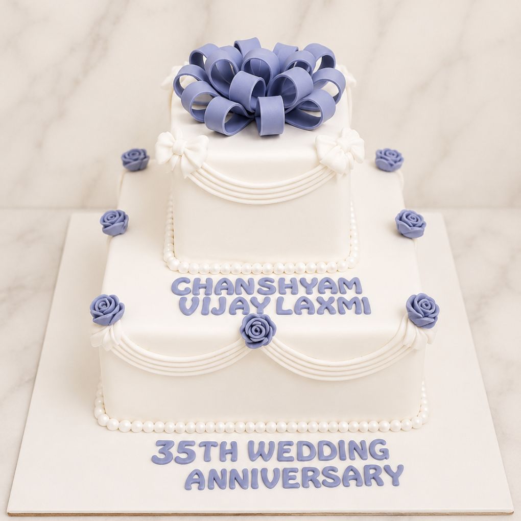 Pearl Bow Anniversary Cake
