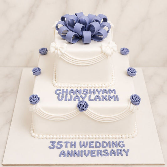 Pearl Bow Anniversary Cake