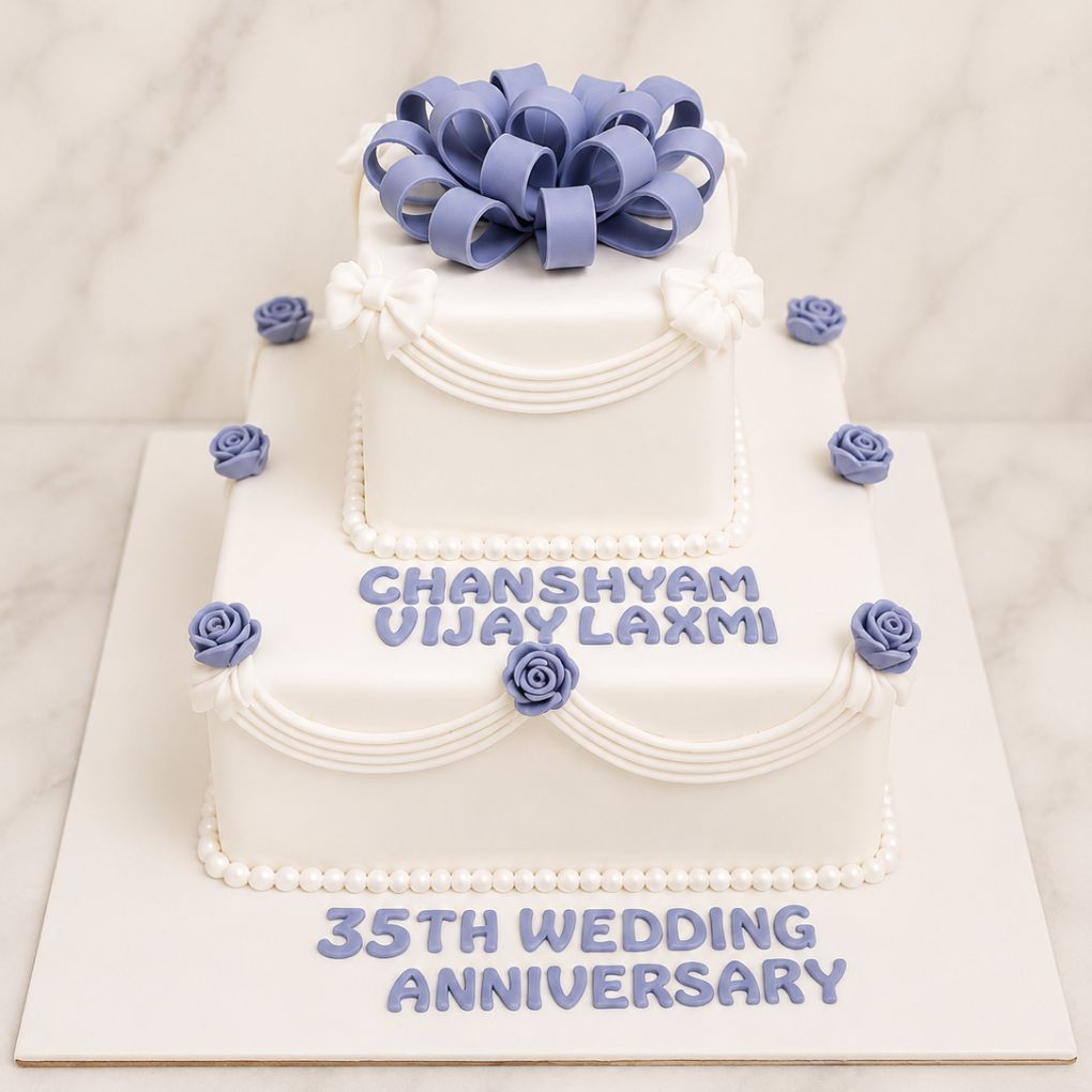 Pearl Bow Anniversary Cake