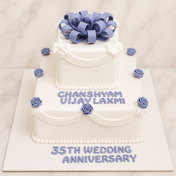 Pearl Bow Anniversary Cake