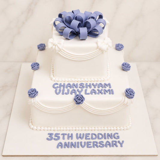 Pearl Bow Anniversary Cake