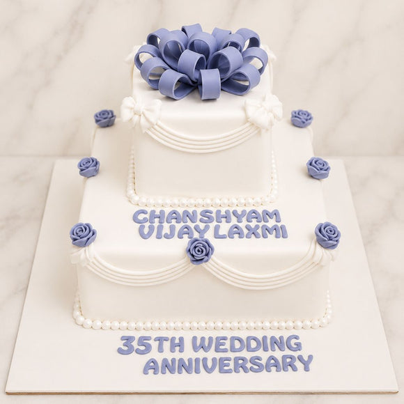 Pearl Bow Anniversary Cake