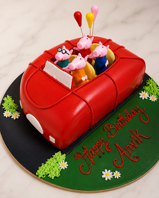 Peppa Pig Family Car Theme Cake