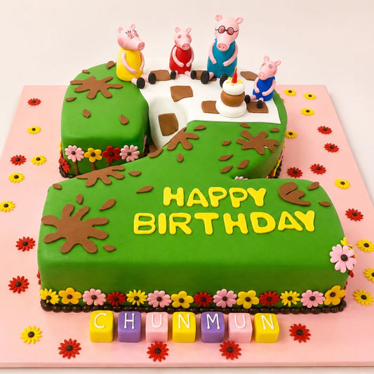 Peppa Pig Number 2 Theme Cake