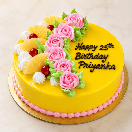 Pineapple Rose Fresh Cream Cake