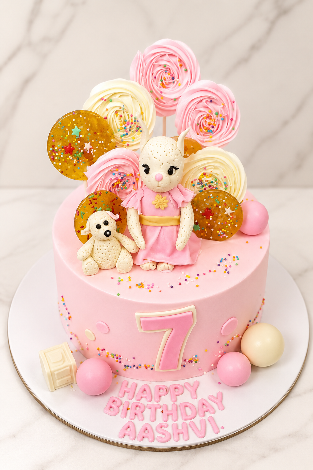 Pink Bunny  Birthday Designer Cake
