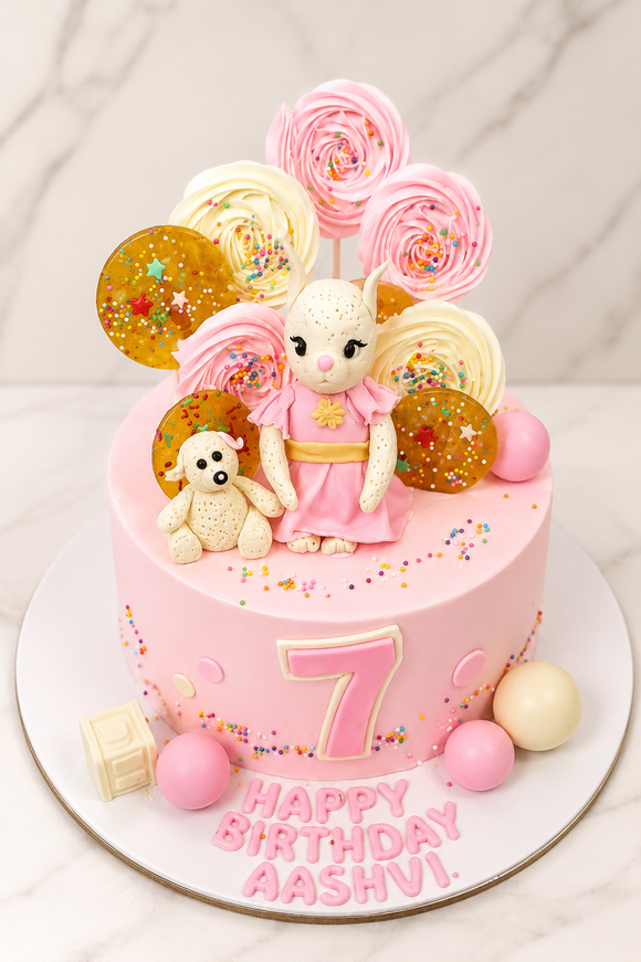 Pink Bunny  Birthday Designer Cake