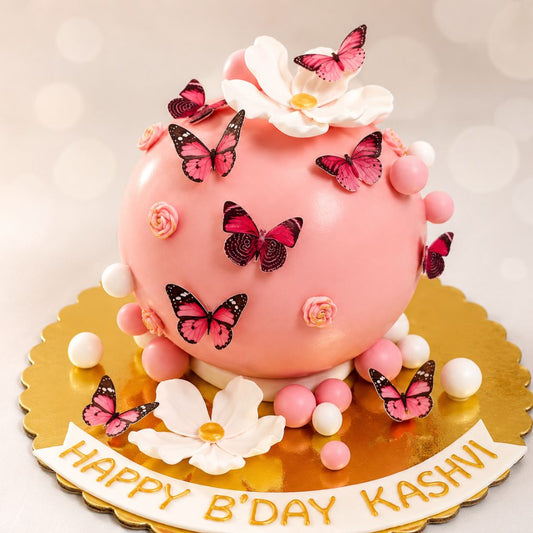 Pink Butterfly Pinata Birthday Cake
