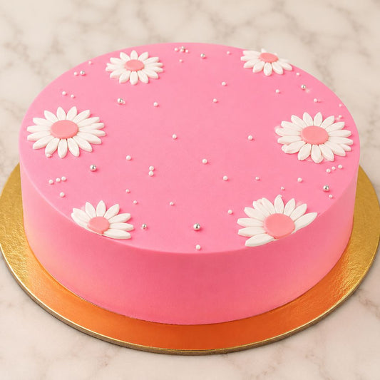Pink Daisy Minimal Cake