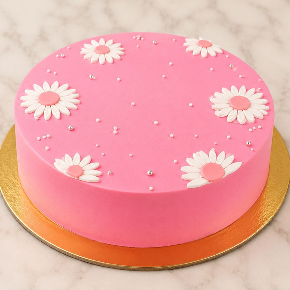Pink Daisy Minimal Cake