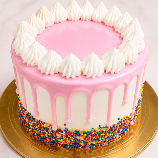 Pink Drip Sprinkle Cake