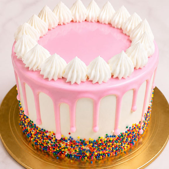 Pink Drip Sprinkle Cake