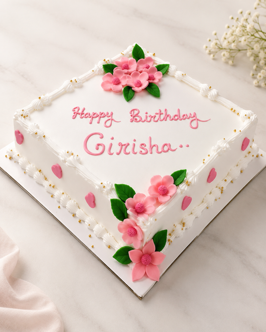 Pink Floral Birthday Cake