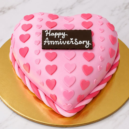 Pink Heart Anniversary Cake