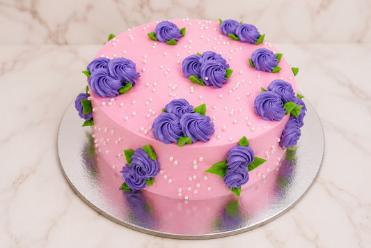Pink Lavender Rosette Pearl Cake
