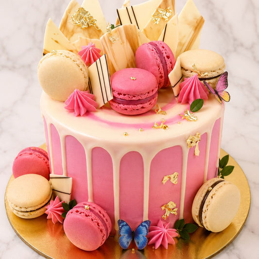 Pink Macaron Luxury Drip Cake