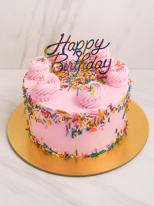 Pink Sprinkles Birthday Cake