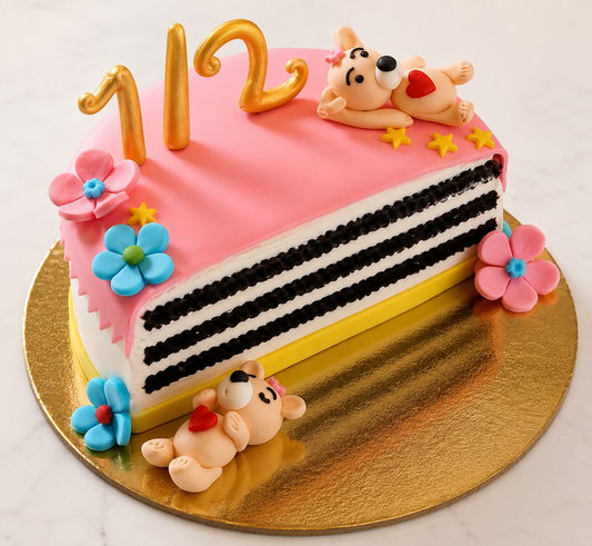 Pink Teddy Slice Theme Cake