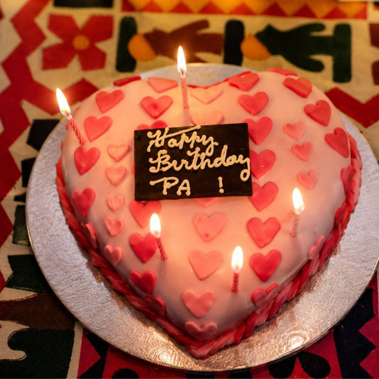 Pink Heart Fondant Celebration Cake