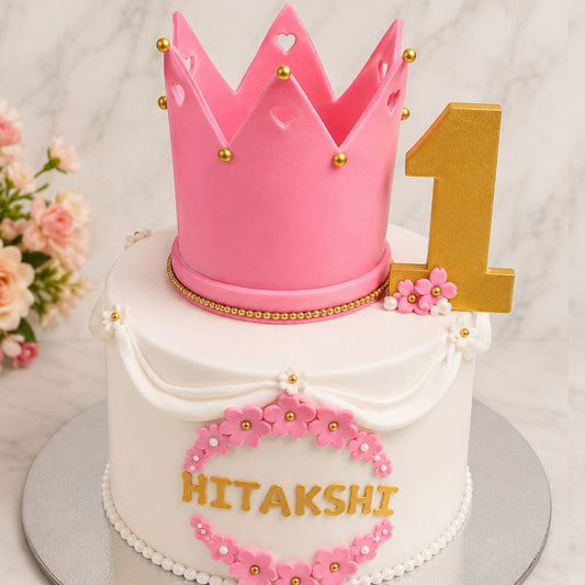 Princess Crown First Birthday Cake