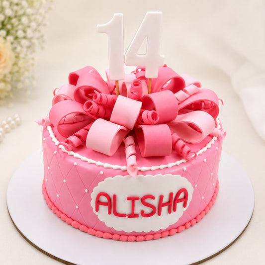 Princess Pink 14th Birthday Cake