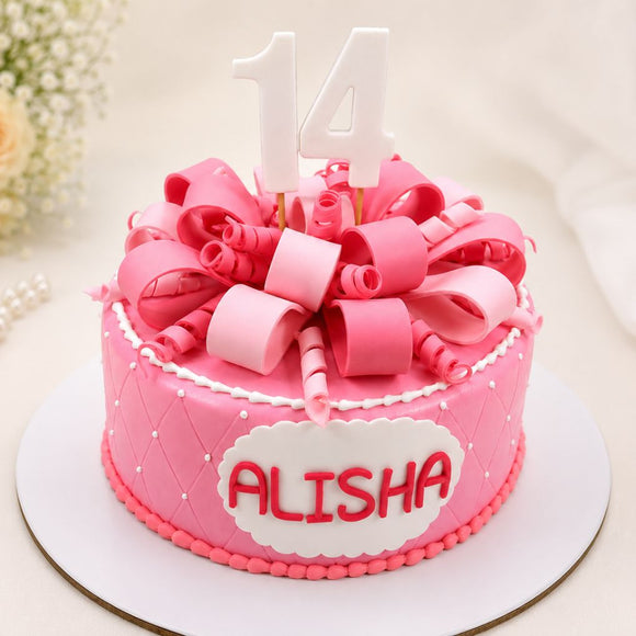 Princess Pink 14th Birthday Cake