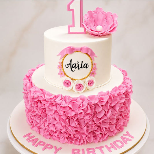 Princess Pink First Birthday Cake