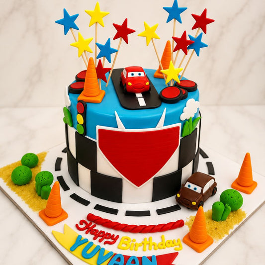 Racing Car Theme Kids Cake