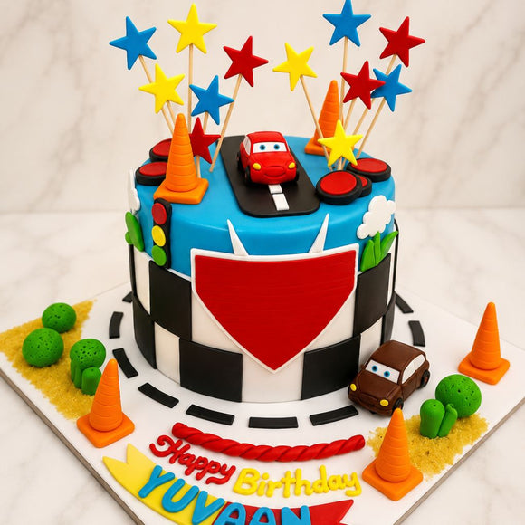 Racing Car Theme Kids Cake