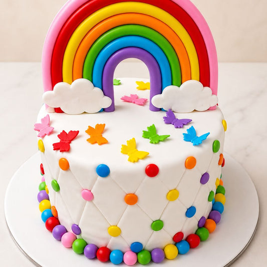 Rainbow Butterfly Theme Cake