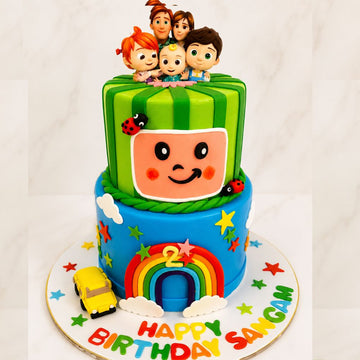 Rainbow Cartoon Theme Two-Tier Cake