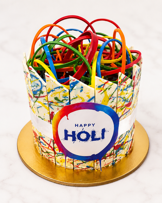 Rainbow Chocolate Holi Celebration Cake