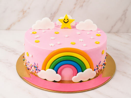 Rainbow Clouds Theme Cake