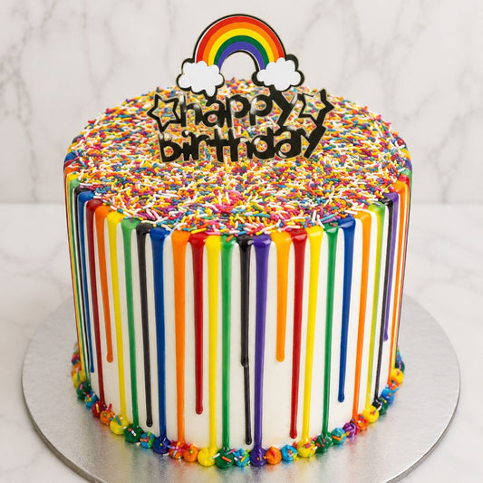 Rainbow Drip Birthday Cake