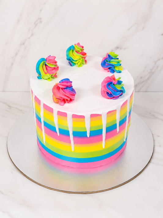 Rainbow Drip Fresh Cream Cake