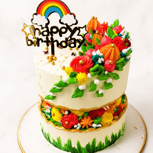 Rainbow Floral Birthday Cake 2