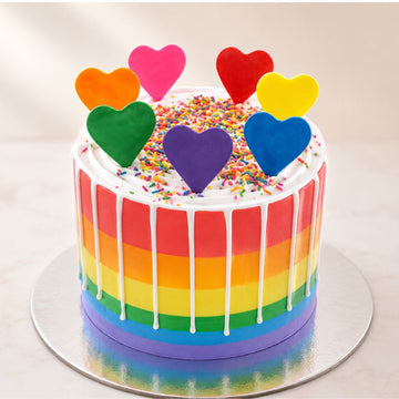 Rainbow Heart Drip Cake